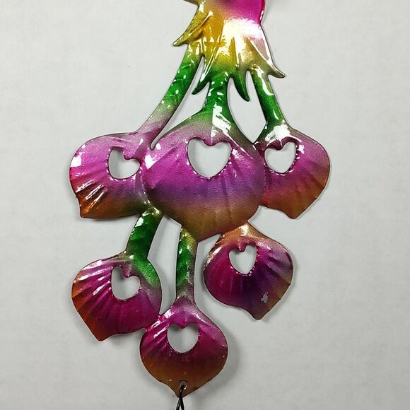 Trueliving Outdoors Vibrant Colorful Multicolor Peacock Bird Windchime Hearts - Picture 4 of 11